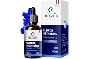 Laboratoire Moavita – Bleu de Méthylène 1% – Solution Pure 100ml | Ultra Haute Pureté USP ≥99% | Fabriqué et Testé en Allemagne | Flacon Verre Ambré avec Pipette