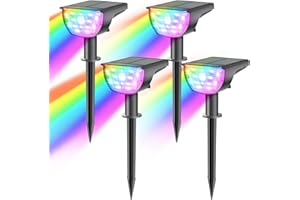 SIGRILL Lampe Solaire Exterieur,7 Modes D'éclairage Lumiere Solaire Exterieur Changeant de Couleur,IP65 Étanche RGB Spot Solaire Exterieur,Multi-couleurs Eclairage Exterieur Solaire(4 Pièces)