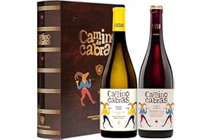 CAMINO DE CABRAS Estuche de Vino para Regalar – Vino Tinto Mencia Valdeorras & Vino Blanco Ribeiro - Vinos Buenos Para Regalar - 2 Botellas x 750 ml - Producto Gourmet - Pack Vino para Regalar