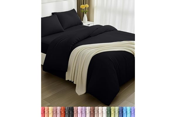 Utopia Bedding 4 Piece Sängkläder Set - Mjuk Borstad Microfiber Polyester - Påslakan (200x200cm), Spännlakan (135x190cm) med Kuddfodral (50x75cm)