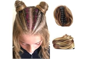 SJZDYLXY 2PCS Space Bun Claw Clip in Buns Donut Chignon Cat Ears DIY Hair Buns Updo Hairpieces Hair Extensions Wig Accessory for Women Girls (#12H24)