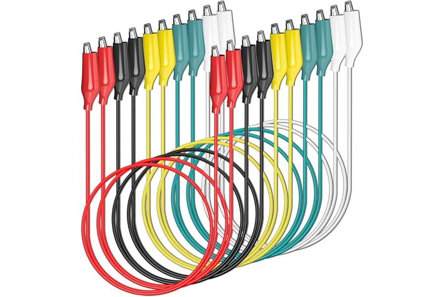 Cleqee 10PCS Alligator Clips Electrical Test Leads Dual Ended Crocodile Clips Jumper Wires for Circuit Connection Electrical Testing 5 Colours
