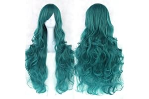 Zinsale 80cm Lungo Naturale Calore Resistente Lolita Riccio Parrucca Cosplay (verde)