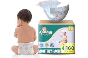 Bumbyy Premium Nappies: Eco-Friendly, Hypoallergenic, Ultra-Absorbent SAP Core, 12Hr Leak-Free, Soft & Thin for Sensitive Skin Size 4 (9-14 kg/20-31 lbs) 160 Nappies Monthly Savings Pack