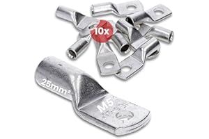 Kalitec HR25-5 - 10 capicorda tubolari, 25 mm², M5, senza foro di vista, made in Germany