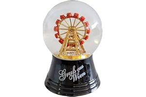 VIENNA SNOWGLOBE Schneekugel Echtglaskugel - Fast wie echter Schnee Motiv: Riesenrad, 4 cm