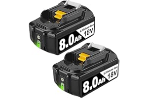 2 Stück 8000mAh 18V Li-ion Akkus Kompatibel mit Makita Akku 18v BL1860B Ersatz für Makita Akku BL1860B BL1850B BL1840 BL1830 BL1815 BL1835 BL1845 BL1850 194205-3 mit LED Indikator (2)