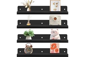 Gucass Förpackning med 4 vägghyllor, svart, ingen borrning, svävande hyllor, 30 cm, vägghyllor av acryl, självhäftande hyllor, vägghyllor för kök, badrum, kontor, studie, vardagsrumsdekoration
