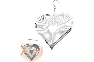 YEJAHY Liebe Herz Windspiel - Edelstahl Deko Windspiel - 3D Crafts Ornamente - für Draußen Hängend Outdoor Indoor Wohnzimmer Fenster Korridor Yard Dekoration Mobile Wind Catcher(15cm/5.9inch)