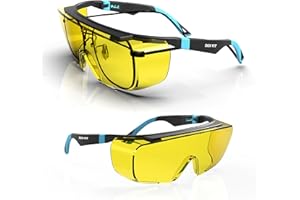 DEX FIT Safety Over Glasses SG210 OTG; Fit Over Your Eyewear, Z87 Eye Protection, Fog & Scratch Resistant, Adjustable for Women & Men, UV Protective