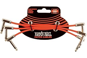 Ernie Ball Jeu de 3 câbles de raccordement plats Ribbon, 15,2 cm, rouge