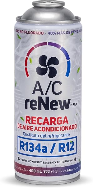 AC RENEW Recarga Aire Acondicionado Coche Sustituto Gas Refrigerante R134a y R12, Carga AC 220g Más Rendimiento, Natural y Ecológico, Fácil de Usar, Recambio Compatible Coches 1992-2016 - 1