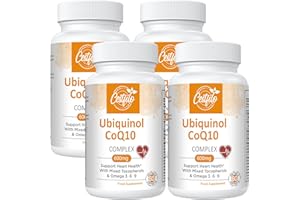 CESTFILO Ubiquinol CoQ10 600 mg gélules softgel - Forme active de CoQ10 plus vitamine E & oméga 3 6 9 - Antioxydant avancé coenzyme Q10 Complément alimentaire pour le cœur et le cerveau (60 Count, Pack of 4)