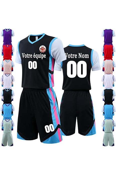 Maillot De Basket 2 Pièces – Enfant Et Adulte, Polyester Respirant, Tailles 4XS à 5XL, Pour Match Ou Entraînement