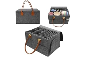 Surmounty Filz Geschirrhalter Camping Geschirr Aufbewahrung, Filz Tellerhalter Filz Organizer für Teller Schüssel Tassen, Geschirr Filztasche für Camping, Wohnmobile, Wohnwagen und Boote