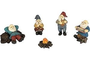 GlitZGlam L’accampamento degli gnomi Felici - Set di 6 Pezzi di gnomi da Giardino per Giardino in Miniatura