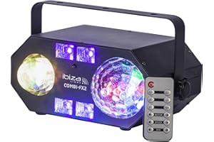 Ibiza Light - Jeu de lumière 4-en-1 à LED RVBB - ASTRO/UV/STROBO + Effet d'eau - COMBI-FX2 + Crochet fixation