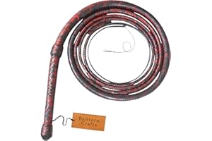 Bantoro Crafts rot und Schwarz Känguru-Lederpeitsche, schwere Bullenpeitsche in 16 Strängen, geflochtener Lederbauch und Lederpolster im Inneren, Laute, knallende Peitsche, Indiana Jones