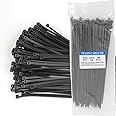 200 Pcs Black Cable Ties, Nylon Zip Ties, 200mm x 3.6mm Plastic Tie Wraps, Secure Self-Locking Mechanism for Home,
