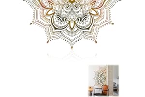 DHSWNNG Tatuaż ścienny z motywem kwiatów, mandala, samoprzylepna, naklejka na ścianę, do sypialni, złota, do salonu, łazienki, sofy, okna, dekoracja ścienna