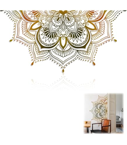 Autocollant Mural Mandala Demi-sphère - Style Yoga/boho - Vinyle Amovible - Personnalisable Couleur