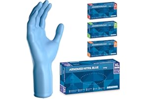 ARNOMED Gants jetables Bleu Extra Longs, gants jetables de 30cm de long en XL, Gants en nitrile jetables Extra Épais, 100 pcs/boîte, gants en caoutchouc longs jetables, gants nitrile en S, M, L & XL