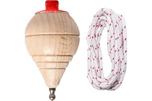 BRICOMIRAS Trottole per bambini in legno classico con corda - Set manuale per bambini con punta girevole - Confezione da 1/2/4/6/8/12/16/24 - Trompo Spinners Perinola Pedone (1 pettorina)