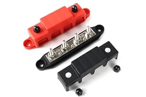 Piymnys Sammelschiene 12V, 2 Stück 12V-48V DC Sammelschienen Verteilerblock, 250A Busbar M8 x 4 Bolzen Anschlussblock Automotive Marine Sammelschiene Block 12V mit Deckel für Auto RV Boat Yacht