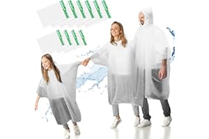 AXNSATRE Rain Poncho Waterproof Adult Kids - 10PCS Disposable Poncho Waterproof Family Pack, Ponchos for Women Men Festival, Plastic Raincoat Poncho Bulk for Emergency, Travel, Camping