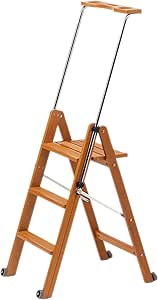 Kleine Holz-Klappleiter/Bibliotheksleiter aus Buchenholz, 3-stufig