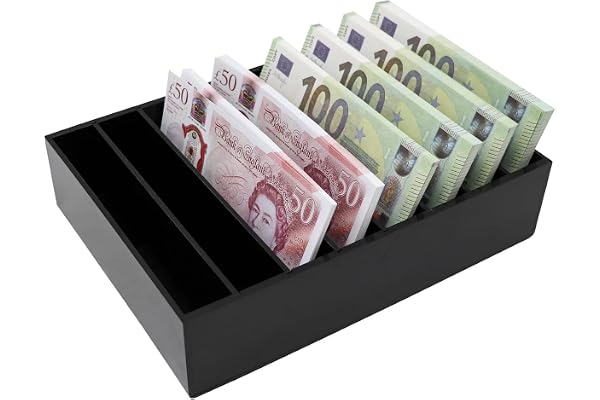 Organisateur d'Argent en Acrylique Noir, Porte-Billets à 8 Compartiments, Boîte à Argent, Plateau pour Billets, Accessoire de Rangement pour Espèces