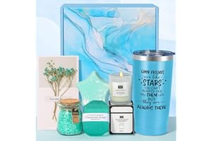 TECANNE Best Friend Gifts for Women, Birthday Pamper Gifts for Best Friends, Unique Blue Self Care Package Relaxation Spa Bath Set for Her, Woman Pamper Hamper Friendship Gifts