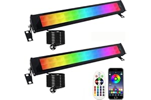 Indmird Projecteur LED Couleur, Lot de 2 Barre LED RGB 50W Étanchéité IP66 Projecteur LED RGB Exterieur avec Télécommande et Minuterie, Mémoire,16 Millions de Couleurs Pour Fête Bar Jardin Halloween