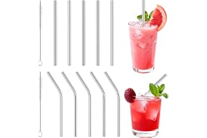 LIQWEI 10 st sugrör i rostfritt stål, kort metallsugrör, återanvändbart metallsugrör, rostfritt stål, böjda sugrör med borste för juice, dryck, 12,5 cm (5 tum)