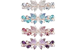 inSowni 4 Pack Luxury Glitter Sparkly Jeweled Gems Crystal Rhinestone Butterfly Metal French Hair Barrettes Fancy Bling Alligator Snap Butterflies Hair Clips Headpieces Accessories for Women Girls
