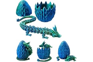 JOYYKO 3D Dragon Egg, 15Inch Crystal Dragon in Dragon Egg,Surprise Egg,Articulated Dragon, Fidget Toys for Executive Home Office Decor,Gift for Boys and Girls (Blue Green)