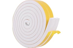 KAPOOSY Weather Stripping Door Seal, 12mm W X 10mm T Adhesive Foam Tape, Window Door Draught Excluder Air Conditioner Gasket Foam Tape, Total Length 4M (2 Rolls)