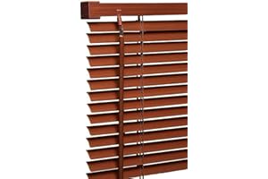 FUNKY GADGETS PVC & Wood Wooden Grain Effect Window Venetian Blind Blinds Easy Fit Curtains Trimmable Fittings Windows Treatment Privacy Shutters Twist Open Close (Walnut, 90x213)