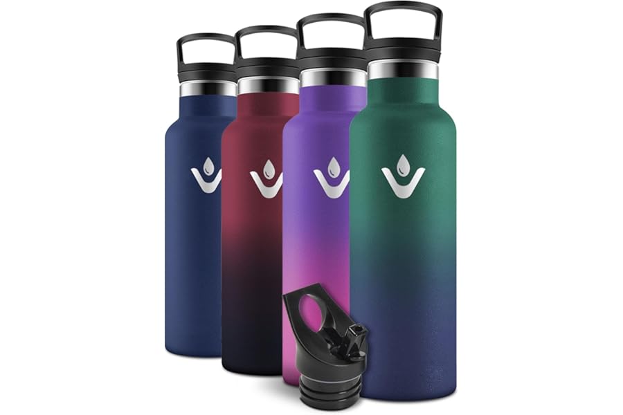 Motswedi Thermal Water Bottle, 500 ml BPA Free, Baby Bottle, Bottle with Straw and 2 Lids, Steel Bottle, 18/8 Stainless Steel, Water Bottles for School, Pilates – Dark Green and Dark Blue