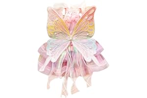 BT Bear Princess Dress, Butterfly Wedding Dress With Multi-Layer Tutu Skirt for Small Medium Dogs, Pink XXL