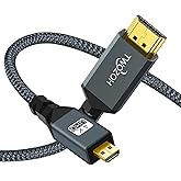 Twozoh Micro HDMI to HDMI Cable 2M, High Speed HDMI D to HDMI A 2.0 Braided support 3D 4K 60Hz 1080p for GoPro Hero 7/8/9, So