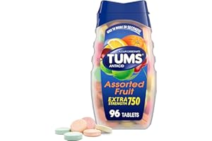 TUMS Antacid Chewable Tablets, Extra Strength for Heartburn Relief, Assorted Fruit, 96 count