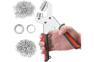Ozonlife Pince à Oeillets pour Bâche, Pince à œillets pour Cuir, Avec 500 Oeillets, Fabrication Facile d'Oeillets pour Bâches Cuir Tissu et Carton (Ø intérieur 10mm)