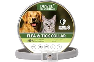 DEWEL 63,5cm Zeckenhalsband für Hunde Katze, Verstellbar Hund und Katze Flohhalsband, Wasserdicht Anti-Zecken und Flöhe