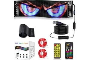 LLELEMAMO Lightride Devil Eyes, Animated Eyes for Car Windshield Light, Programmable Flexible Dynamic LED Display Soft Screen with App Control and Remote Controller for Cars Trucks (1Pc-23.6 * 4.73 in)