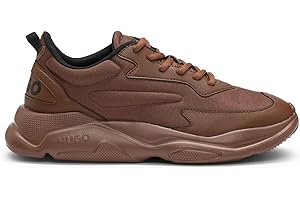 HUGO Herren Leon Runn Sneakers in Canvas-Optik mit Logo an der Ferse Größe