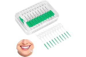 Cepillos Interdentales, ZAHRVIA 160 Piezas de Hilo Dental de Silicona, Hilo Dental para Limpieza Bucal, Palo de Hilo Dental, Herramienta de Limpieza de Palillos de Dientes (Verde)