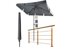 4smile Sonnenschirm Balkon SunnyShade in Anthrazit - UPF 50+ Sonnenschirm rechteckig als Sonnenschutz Balkon - 200 x 125 cm Balkon-Schirm mit Sonnenschirmhülle