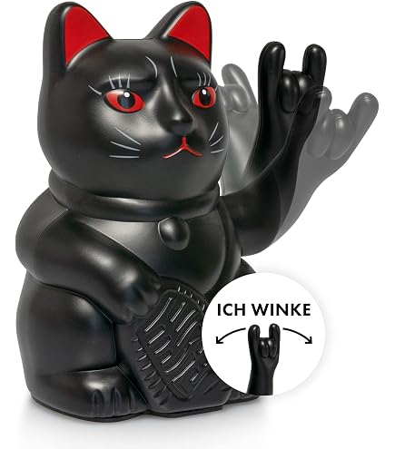 Maneki Neko Gatto Portafortuna – Nero, Altezza 5,2 Cm, In Ceramica, Made In Japan