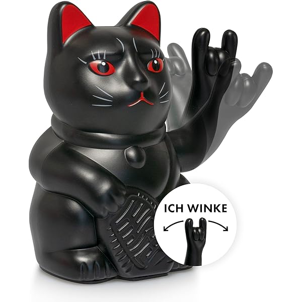 ANGRY CAT Lucky Cat Figure, Funny Waving Cat, Japanese